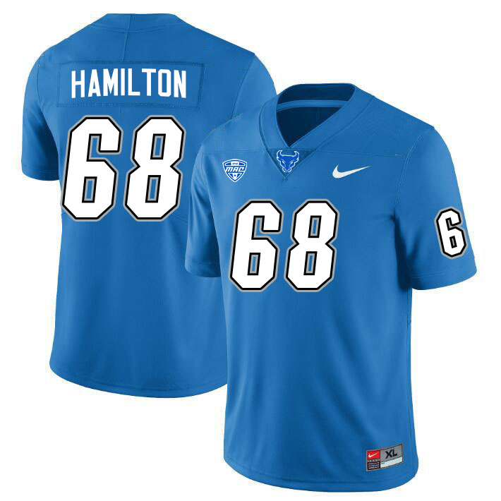 Buffalo Bulls #68 Liam Hamilton College Football Jerseys Stitched Sale-Blue